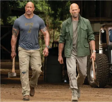  ?? ASSOCIATED PRESS ?? Hobbs and Shaw remained No. 1 at the box office.