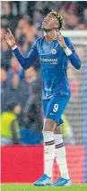  ?? Picture: Shuttersto­ck. ?? Chelsea forward Tammy Abraham celebrates opening the scoring at Stamford Bridge.