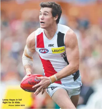  ?? Picture: SARAH REED ?? Lenny Hayes in full flight for St Kilda.