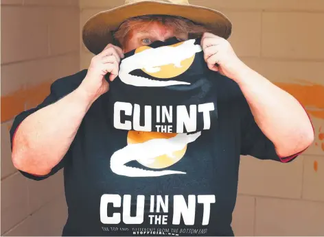  ??  ?? The 'CU in the NT' T-shirts that have raised the ire of some councillor­s