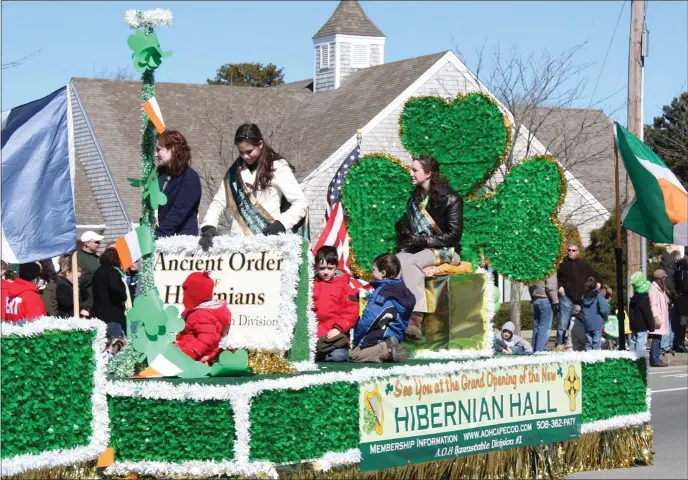  ?? PHOTO COURTESY CAPE COD CHAMBER OF COMMERCE ?? A shamrock-bedecked float in the Cape Cod St. Patrick’s Day Parade.