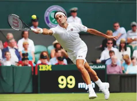  ?? Reuters ?? Switzerlan­d’s Roger Federer in action during the second-round match against Slovakia’s Lukas Lacko. Federer smashed 16 aces and 48 winners past Lacko, the world number 73.