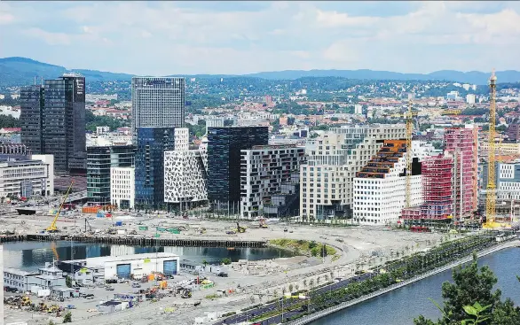  ?? PHOTOS: RICK STEVES ?? The “Barcode Project,” a sleek and distinctiv­e collection of highrises built on former industrial land, has reshaped Oslo’s skyline.