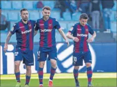  ??  ?? GOL. Borja Mayoral marcó el 1-4 del Levante en Vigo.