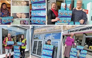  ?? ?? Top left to bottom right: North Lancs Training Group donated hundreds of Easter eggs to Hyndburn charities AAWAZ, Hyndburn Food Pantry, Maundy Relief, Raza Jamia Masjid Mosque and Carers Link, Lancashire