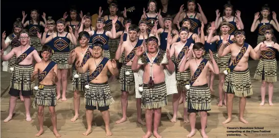  ?? JOHN BISSET/STUFF ?? Timaru’s Bluestone School competing at the Flava Festival yesterday.