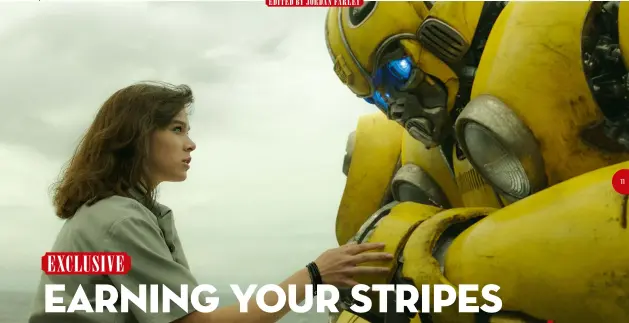  ??  ?? bot buddieS Hailee steinfeld stars as troubled teen Charlie, who chances across the battlewear­y autobot.