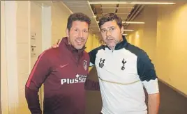  ?? FOTO: SPURS OFICIAL ?? Simeone y Pochettino, ayer tras la rueda de prensa previa al partido