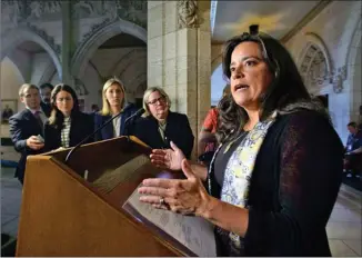  ?? The Canadian Press ?? Justice Minister Jody Wilson-Raybould makes an announceme­nt regarding family law Tuesday on Parliament Hill in Ottawa.