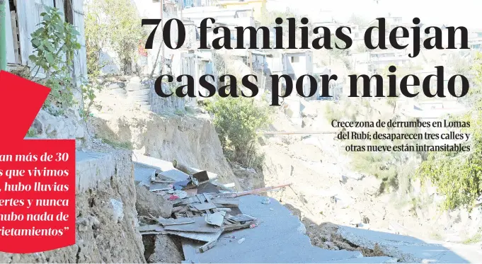  ?? Ángeles García ?? El problema grave se vio hasta la tarde y noche del viernes; las calles separadas ahora estaban hundidas hasta por seis metros.