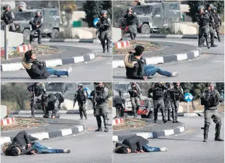  ?? GORAN TOMASEVIC/REUTERS ?? Alvo. Palestino com falso cinturão-bomba é morto após atacar com faca soldados de Israel