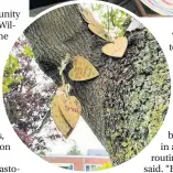  ??  ?? Wooden hearts displaying positive messages outside the school
Pictures: Submitted