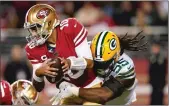  ?? Bay Area News Group/tns ?? Green Bay’s Za’darius Smith (55) sacks Jimmy Garoppolo (10) of the 49ers on Nov. 24.