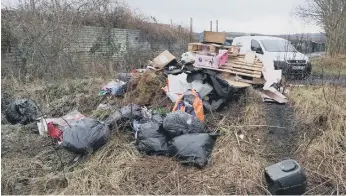  ??  ?? The rubbish dumped at Great Lumley.