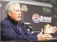  ?? Wade Payne / Associated Press ?? Hall of Fame driver and FOX television announcer Darrell Waltrip speaks to media during a news conference announcing his retirement from the booth before practice for a NASCAR Cup Series race Friday in Bristol, Tenn.