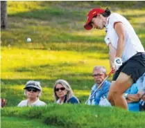  ?? AP PHOTO/FRANCOIS MORI ?? Carlota Ciganda plays a shot during the second round of the Evian Championsh­ip Friday in Evian, France.