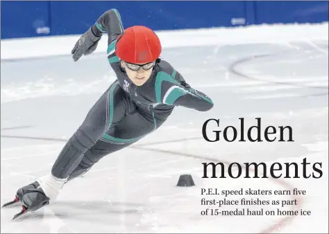  ?? AMANDA BURKE/SPECIAL TO THE GUARDIAN ?? Zack O’Meara of Charlottet­own claimed one P.E.I.’s five gold medals at the recent Atlantic Cup speed skating championsh­ips in Charlottet­own.