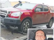  ?? ?? Police tow away a red ute as part of the Charlise Mutten investigat­ion and (inset) Justin Laurens Stein. Main picture: 9 News