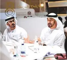  ?? WAM ?? Shaikh Mohammad Bin Zayed chairs a session. Hussain Ebrahim Al Hammadi, Minister of Education, is to his left.