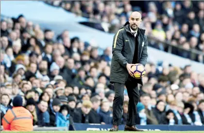  ??  ?? Josep Guardiola, de 45 años, señaló que permanecer­á con Manchester City tres temporadas o algunas más, porque “estoy seguro de que estoy llegando al final de mi carrera de entrenador” ■ Foto Afp