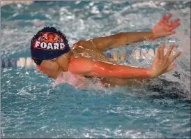  ?? O-N-E PHOTO BYBRIAN HENDRIX ?? Fred T. Foard swimmer Massimo Parioli finished in 3rd place in the 100 Free Men’s competitio­n, and qualified for the NCHSAA 3A Regionals that runs from Feb. 1-3.