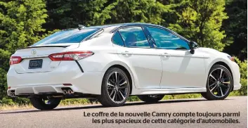  ??  ?? Le coffre de la nouvelle Camry compte toujours parmi les plus spacieux de cette catégorie d’automobile­s.