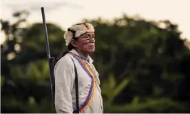  ??  ?? Taish, an Achuar shaman in Wayusentsa, Ecuador. Photograph: Dan Lior