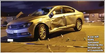  ??  ?? A car left badly damaged following the hit-and-run in Castlemilk