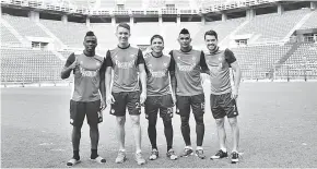  ?? LUIS RODRÍGUEZ ?? Toloza, Álvarez, Domínguez, Narváez y Hernández en el estadio de Cabudare.