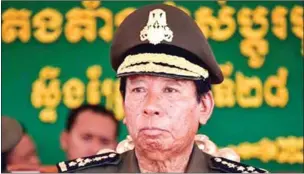  ?? FACEBOOK ?? Defence Minister Tea Banh seen at the inaugurati­on ceremony of Military Unit 128 in October in Stung Treng province. Banh said on Saturday that he won’t reveal the cost of the ministry’s new High Command headquarte­rs, lest people criticise the...