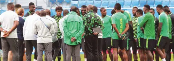  ?? abiodun ajala ?? Super Eagles players after their final training session… yesterday