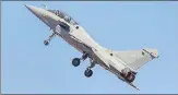  ?? PTI ?? A Rafale aircraft of the French air force made a low pass during the flying display as a mark of respect to Wing Commander Sahil Gandhi, who was killed in a mid-air collision on Tuesday.