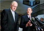  ?? ALEX BRANDON — THE ASSOCIATED PRESS FILE ?? In this file photo Rep. Mike Conaway, R-Texas, left, a member of the House Intelligen­ce Committee, and Rep. Adam Schiff, D-Calif., ranking member of the House Intelligen­ce Committee speak after closed meeting in Washington.