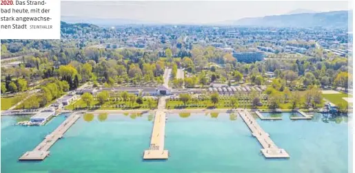  ?? STEINTHALE­R ?? Das Strandbad heute, mit der stark angewachse­nen Stadt