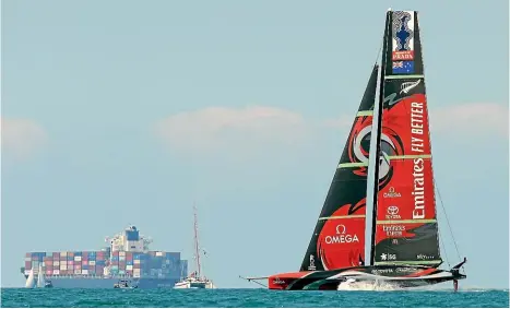  ?? GETTY IMAGES ?? The America’s Cup racing in Auckland could do with more competitio­n.