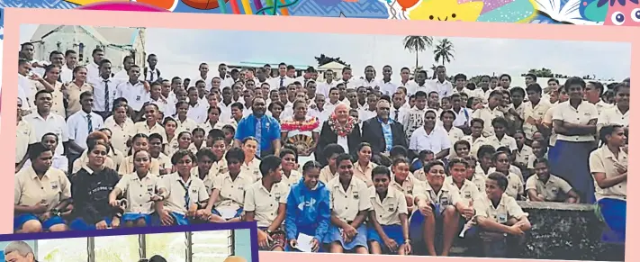  ?? Picture: RUSIATE VUNIREWA Picture: MINISTRY OF EDUCATION ?? Uliana Naikata of Namosi Secondary School at the launch of the Pherrus trophy School Girls Rugby League.
Students of St John’s College in Cawaci with their guest during the presentati­on of new computers to the school.