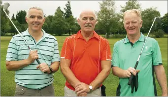  ??  ?? Garry Doyle, Pádraig Grainger and Christy Dodson playing in the Captain’s prize at Ballymoney.