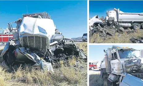  ??  ?? DESCONTROL. Destruido quedó el camión que impactó contra el carro donde iban los hondureños y provocó sus muertes.