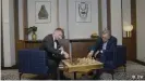  ?? ?? Сергей Гуриев во время интервью с Константин­ом Эггертом, Вильнюс, 2021