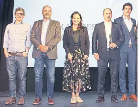  ?? LA NACioN Gentileza: effie ?? De izq. a der.: Nicolás Robles, Federico Ehrenfeld, Mirian Coronel, Gervasio Marques Peña y Agustín Bergés, los integrante­s del equipo de Comercial de