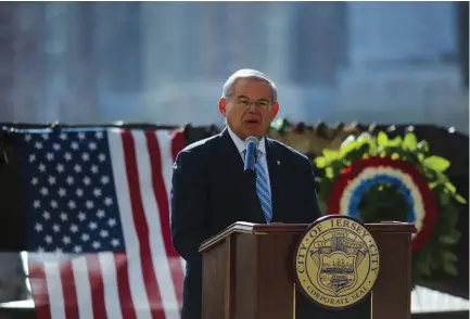  ?? (Reuters) ?? US SENATOR Robert Menendez speaks to the guests as he attends a ceremony for 9/11 victims in 2015.