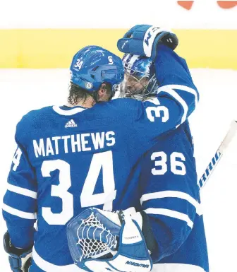  ?? NICK TURCHIARO/ USA TODAY SPORTS ?? Maple Leafs centre Auston Matthews leads a talented core of players in Toronto. Matthews is tops in the league in goals with 40 and Mitch Marner is fourth in points scored with 64.