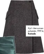  ??  ?? Kjol i återvunnen polyester, 999 kr, Komodo.