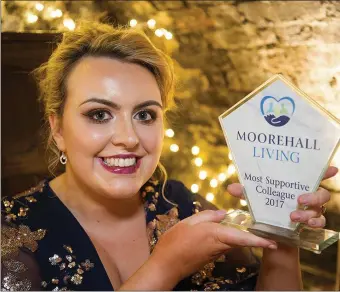  ??  ?? Aleshia Dwyer pictured at the Moorehall Living Staff Recognitio­n night at Bellingham Castle Hotel.