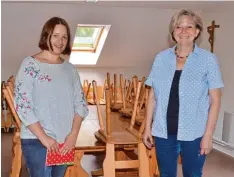  ?? Foto: Regina Langhans ?? Die Leiterinne­n (von links) Caroline Steinhause­r (Krippe) und Christine Walser (Ta gesstätte) im Frauenbund­raum, wo bald Kinder spielen könnten.