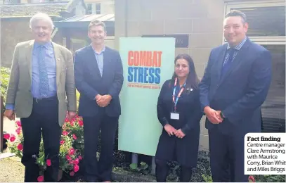  ??  ?? Fact finding Centre manager Clare Armstrong with Maurice Corry, Brian Whittle and Miles Briggs