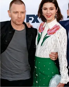  ??  ?? Growing close: McGregor, 47, and Ms Winstead, 33, promoting Fargo last year. Inset: The Scottish actor with estranged wife Eve at Clara’s graduation in May