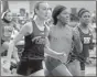  ?? Christian Abraham/hearst Connecticu­t
Media via AP, File ?? In this 2020 photo, Canton High School’s Chelsea Mitchell, left, runs to beat Terry Miller, center, of Bloomfield, in the CIAC Class S track and field championsh­ips at Floyd Little Athletic Center in New Haven, Conn. Between 2017 and 2019, transgende­r sprinters Miller and Andraya Yearwood combined to win 15 championsh­ip races, prompting a lawsuit on behalf of four cisgender girls.