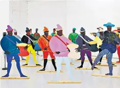  ??  ?? Naming the Money (2004) by Lubaina Himid, shortliste­d for this year’s Turner Prize