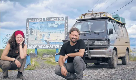  ?? PABLO REY ?? Two couples have spent years on the road with about 50 square feet or less to call home. Above, Anna Callau and Pablo Rey in Inuvik in Canada’s Northwest Territorie­s.